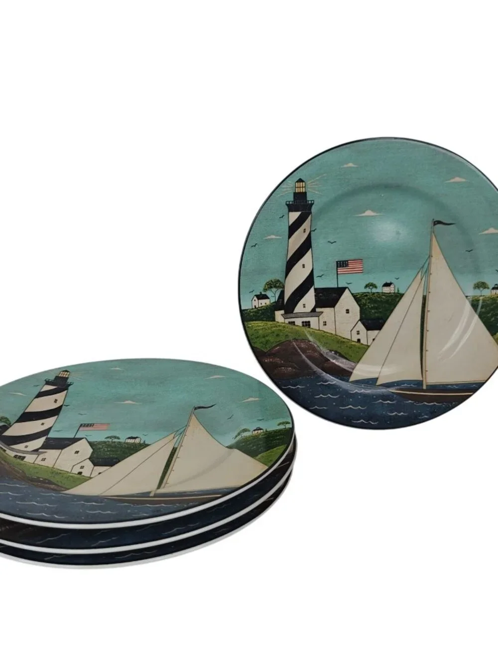 Warren Kimble Coastal Breeze Salad Dessert Plates Set Of 4 1998 Sakura Nautical